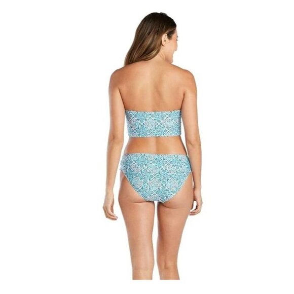 Helen Jon Midi Bandeau Tankini Top + Bottoms Vibrant Blue Tile Print XS Set NWT - Picture 2 of 12